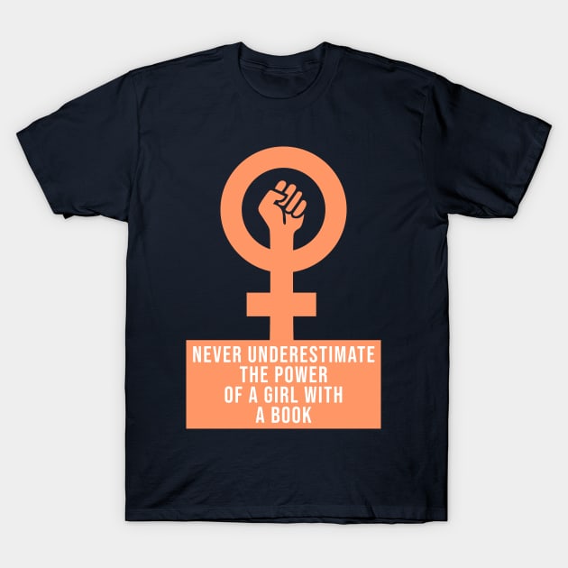 Never underestimate the power of a girl with a book - RBG T-Shirt by Room Thirty Four